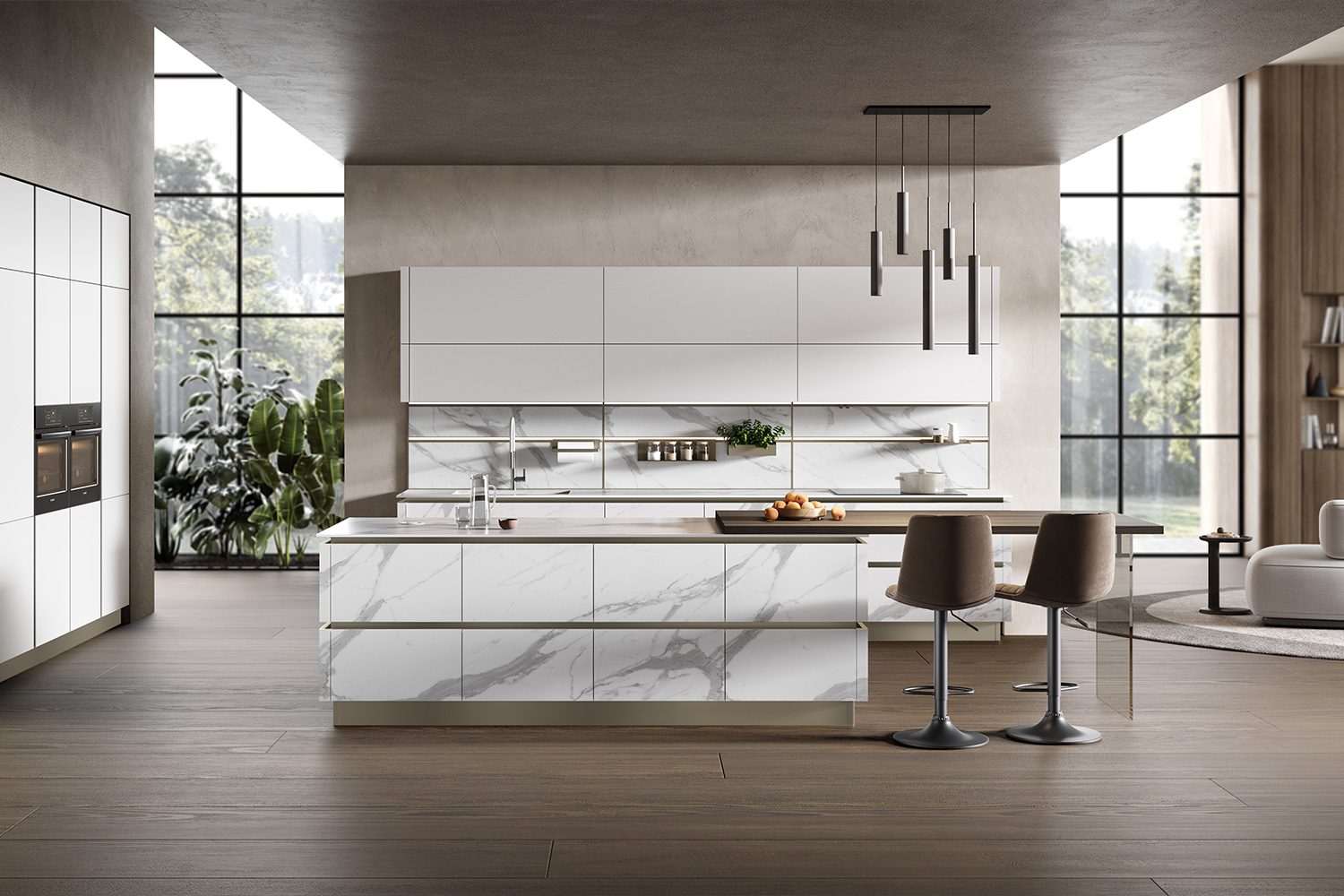 Turi Cucine Stratos — Moderne, Blanc brillant glass